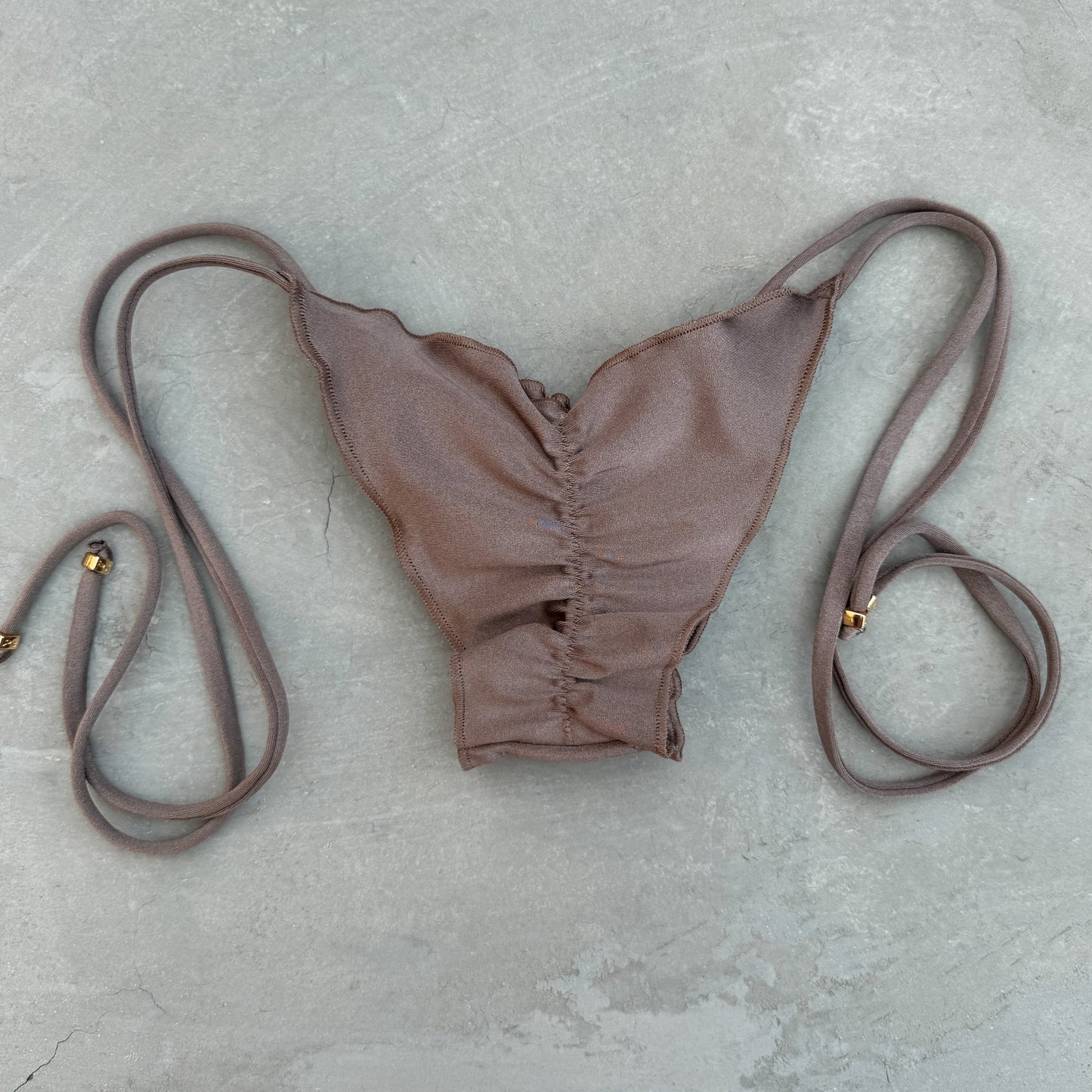 Chestnut Glow Ripple Side Tie Bikini Bottom-1