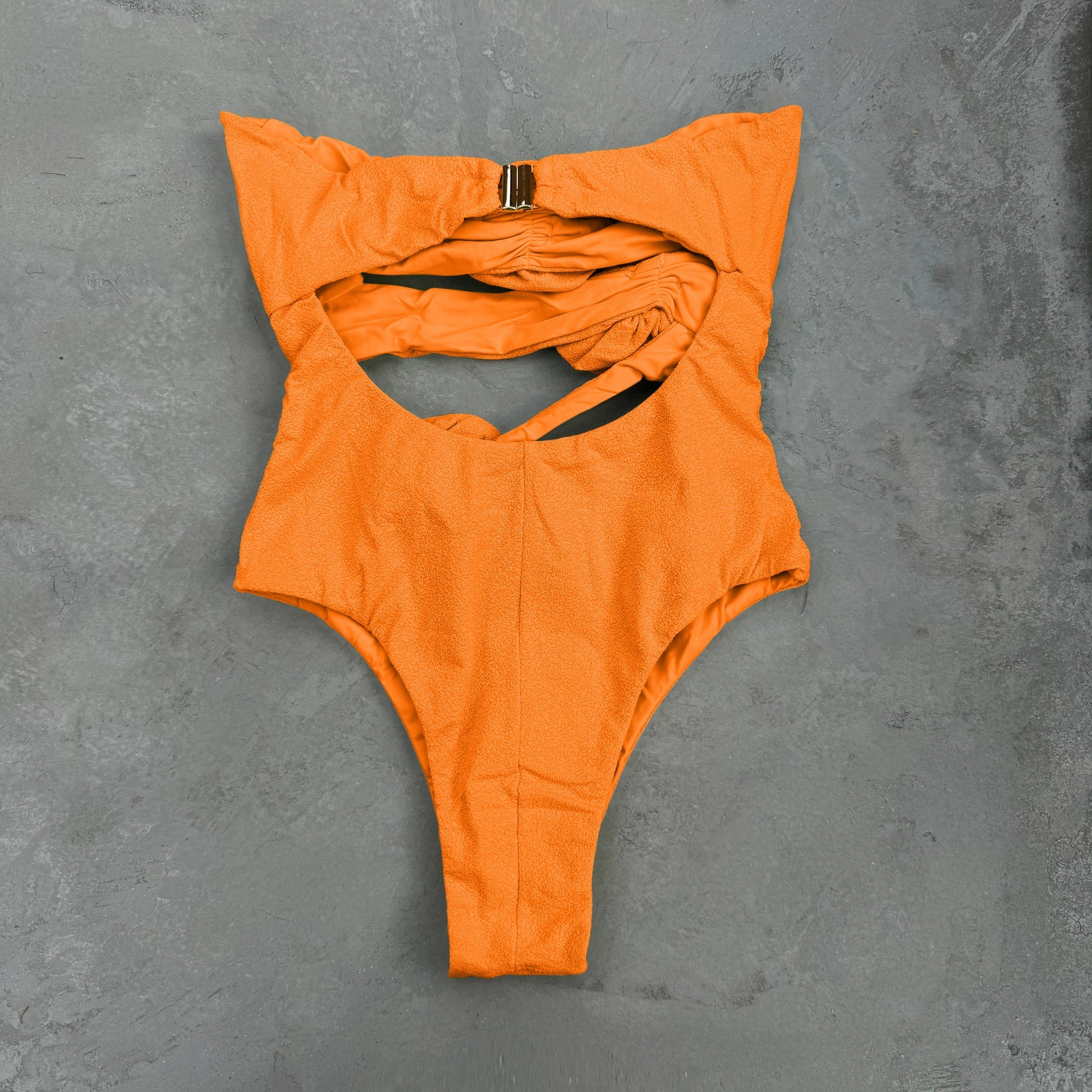 Laurice Orange Seashore Textured One Piece Swimsuit-1