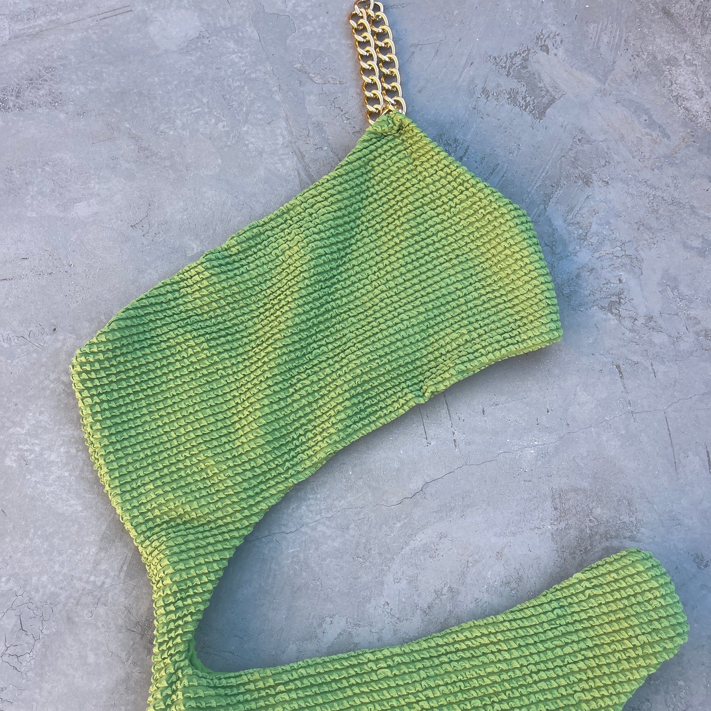 Matcha Green Textured Silvia One Piece Swimwear-1