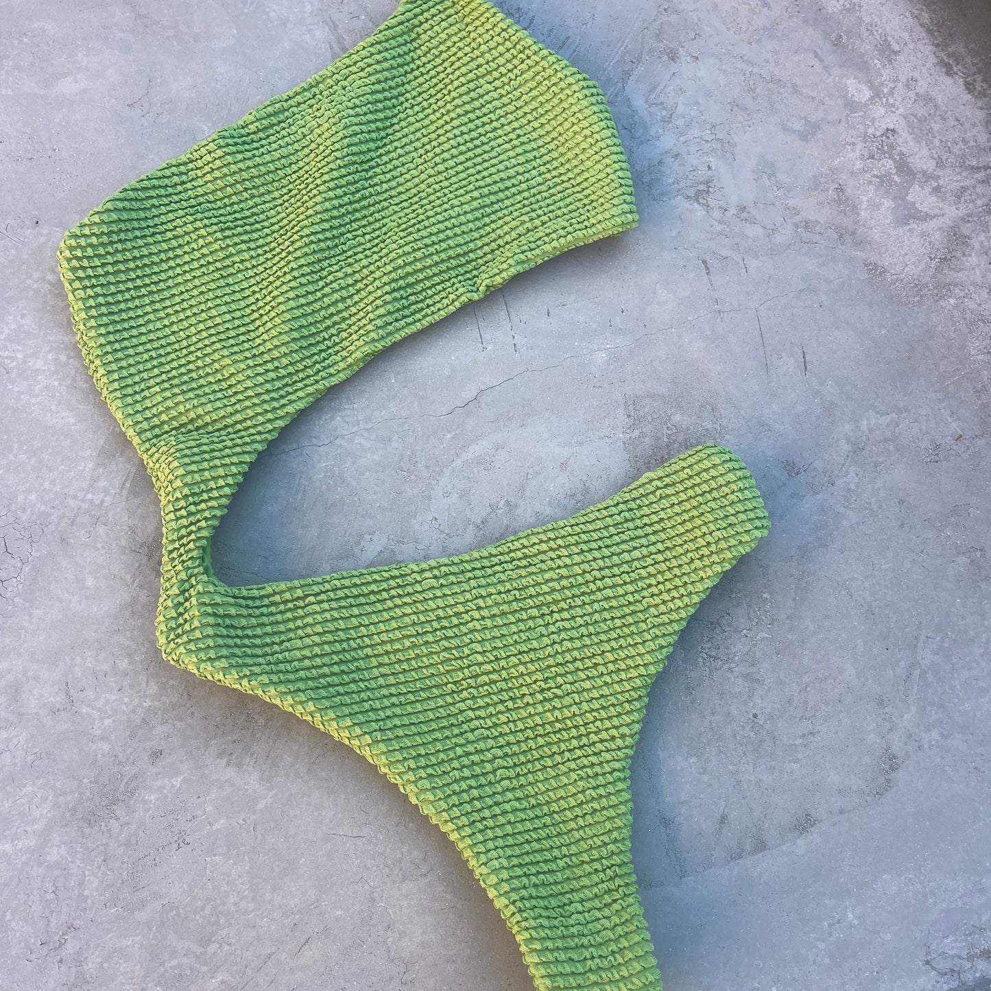Matcha Green Textured Silvia One Piece Swimwear-2